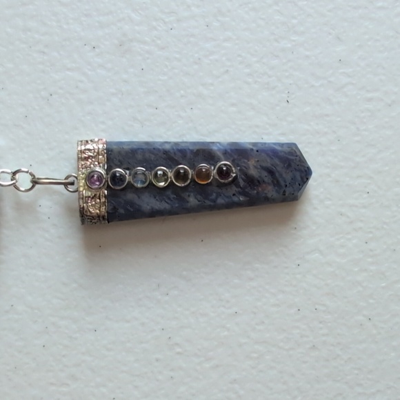 Silver and Blue Beaded Soladite And Piacos Jasper Necklace - Picture 2 of 5